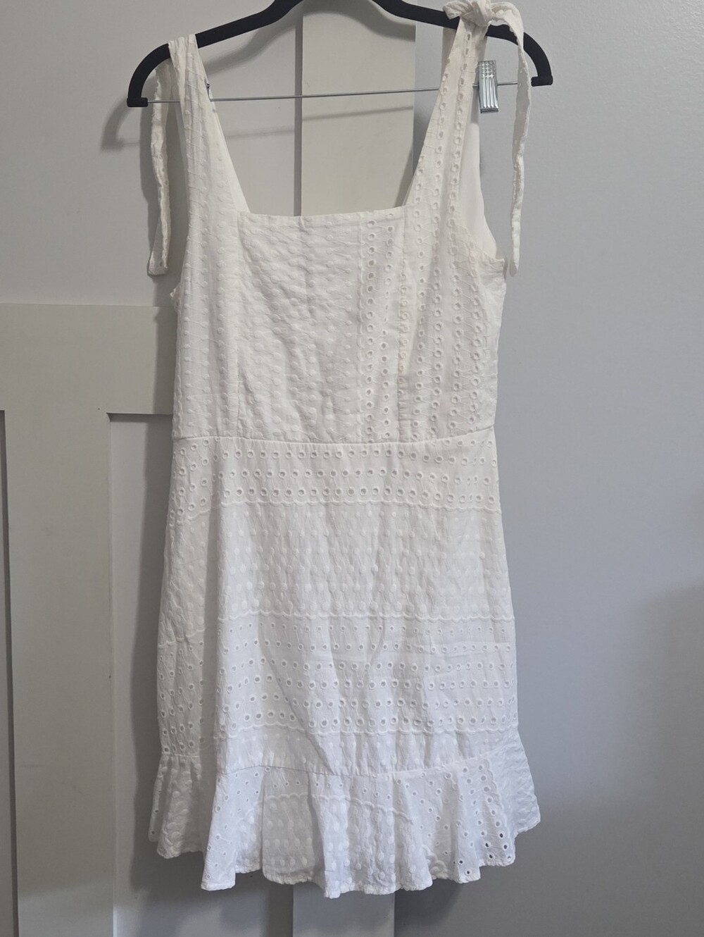 Altar'd State White Eyelet Tie-Shoulder Mini Dress